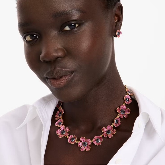 Kate Spade Poppy Power Goldtone, Cubic Zirconia & Glass statement Necklace. - Picture 3 of 5